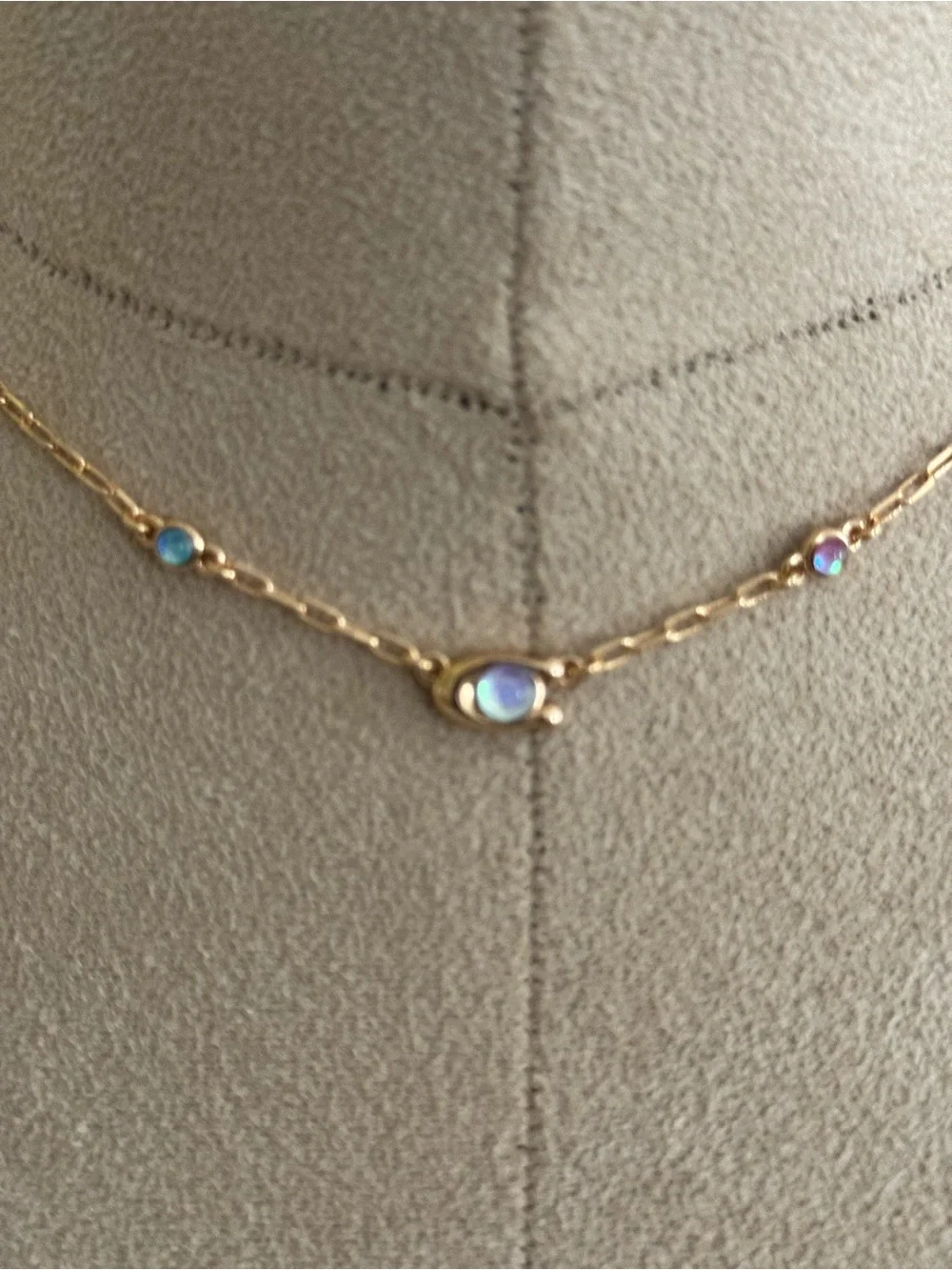 Coach Gold-Tone Necklace w/ Sculpted Signature C and Opalescent Accents 16”